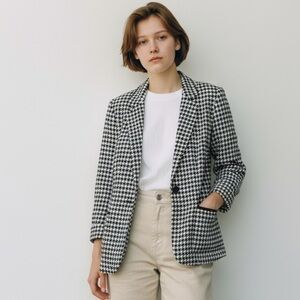 Calvin Klein Black and White Houndstooth Blazer